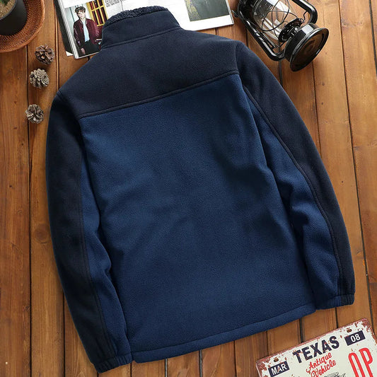 Colorblock Fleece Zip Jacket β Charcoal & Black