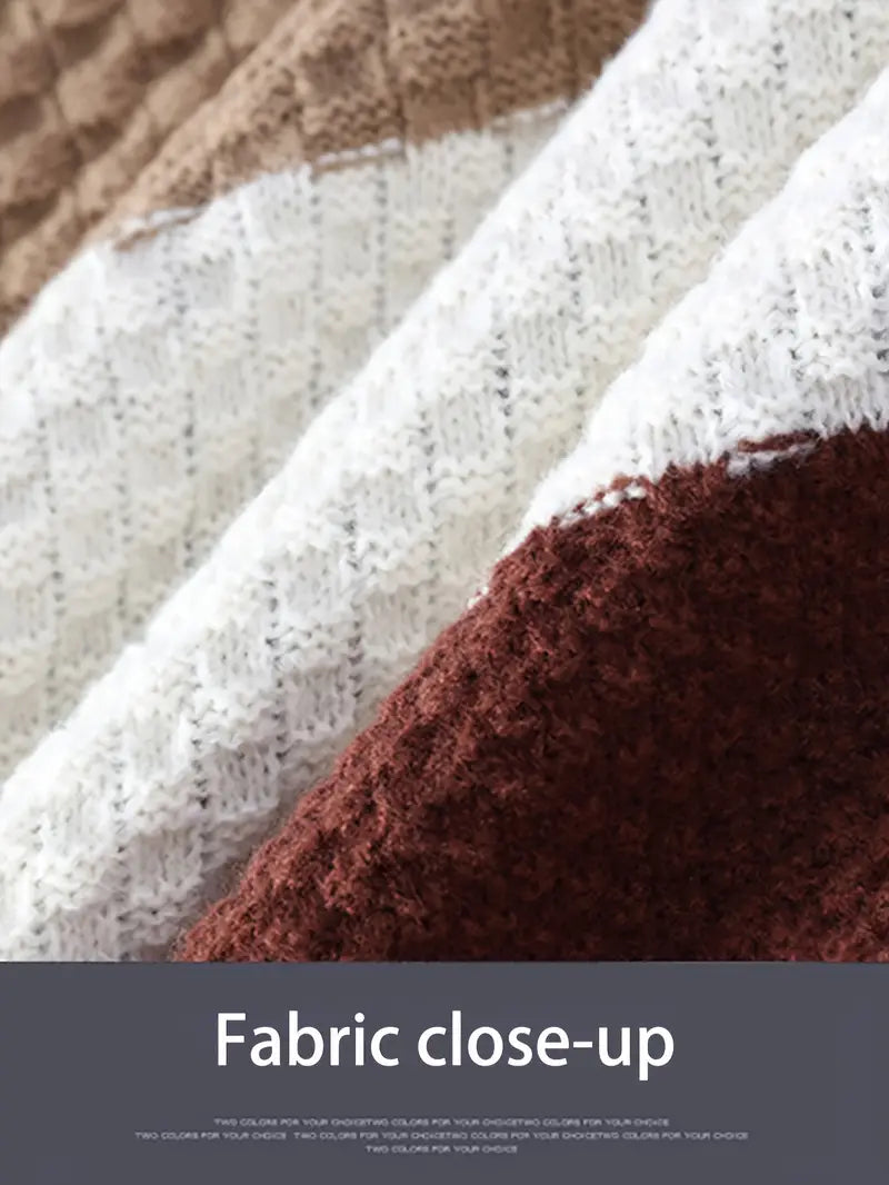 ⭐ Premium Multi-Texture Patchwork Knit Sweater