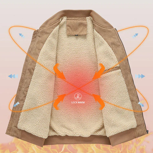 Sherpa-Lined Corduroy Bomber Jacket β Camel