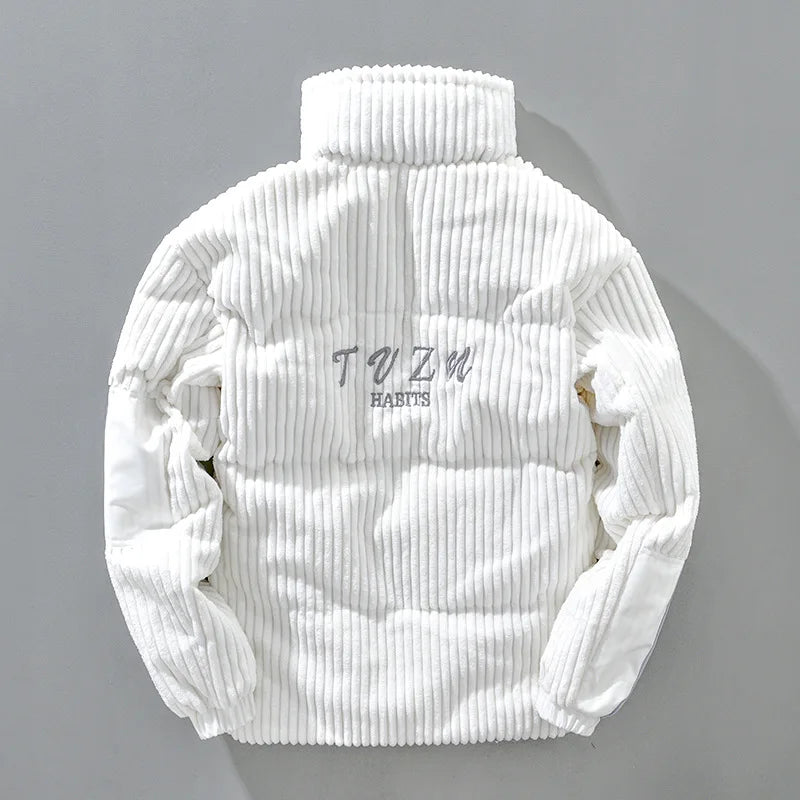 Plush Ribbed Fleece Jacket – Ice White