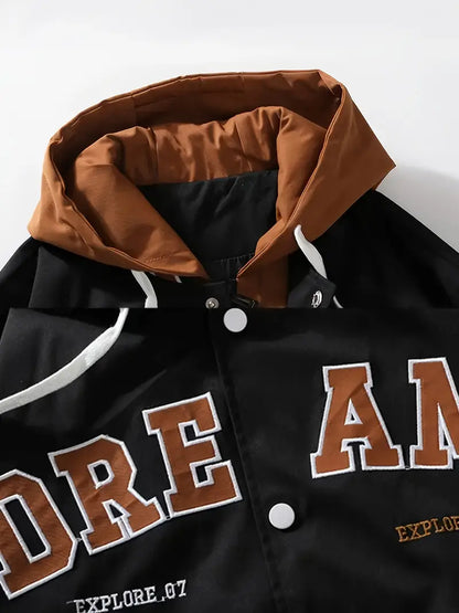 Dreams Varsity Hoodie Jacket / Letterman Patch Jacket