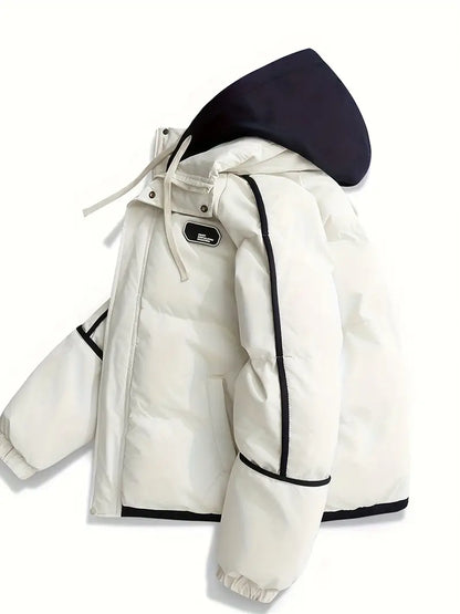 Warm Hooded Puffer Jacket with Inner Layer / Winter Hooded Layered Puffer Jacket