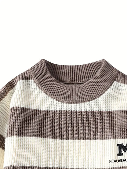 Classic Black & White Striped Knit Sweater
