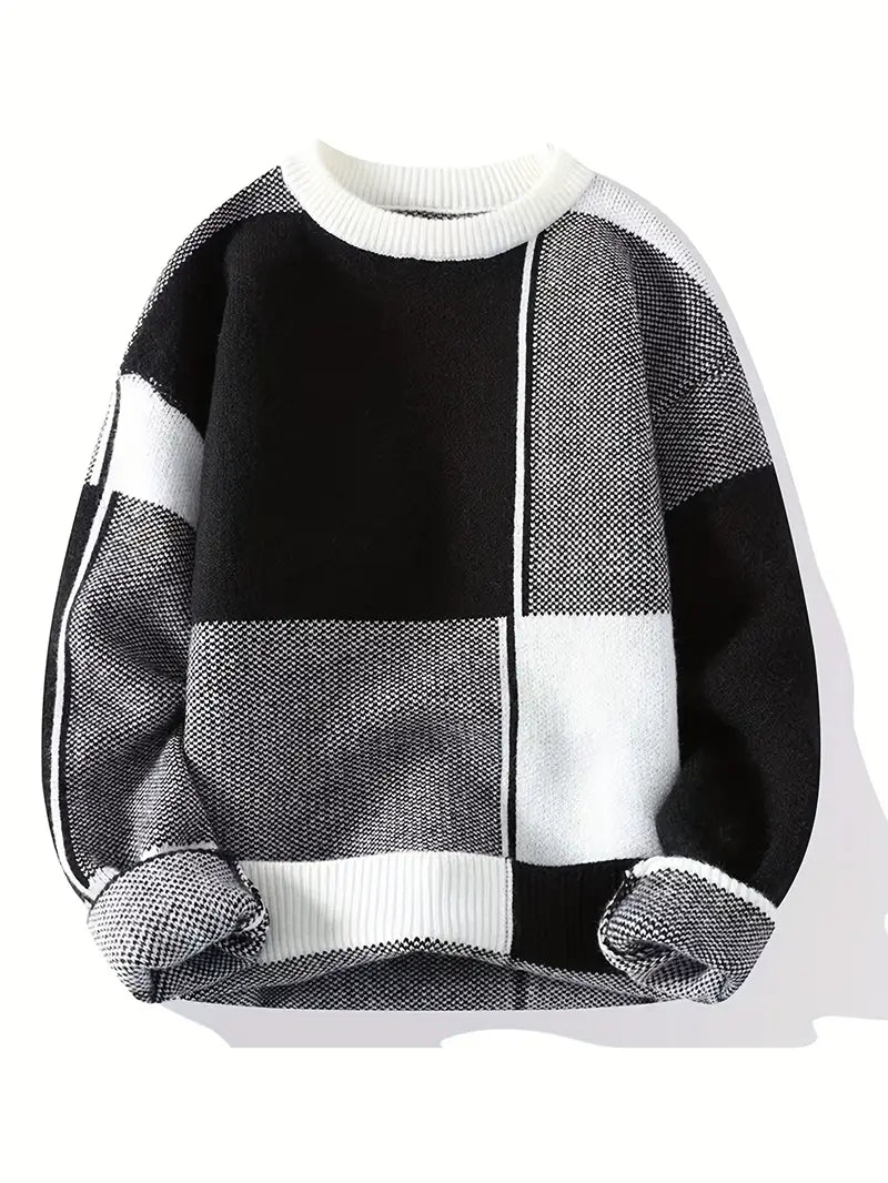 Monochrome Geometric Block Sweater