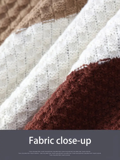⭐ Premium Multi-Texture Patchwork Knit Sweater