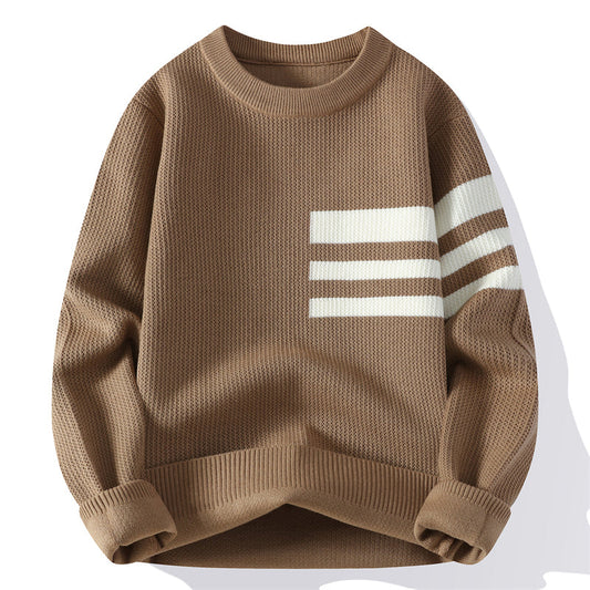Striped Knit Sweater – Brown Warm Winter Pullover | Soft Unisex Knitwear