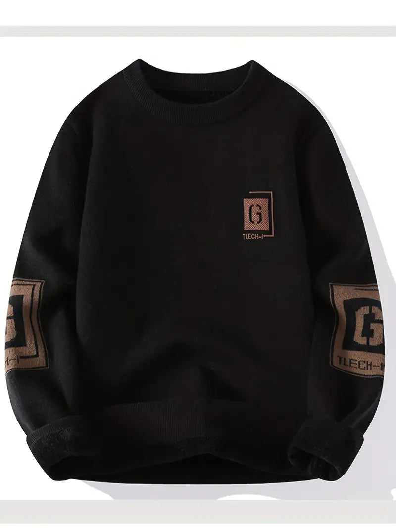 Casual Fleece-Lined Crewneck Sweatshirt