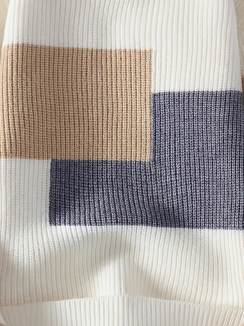 Minimalist Colorblock Knit Sweater