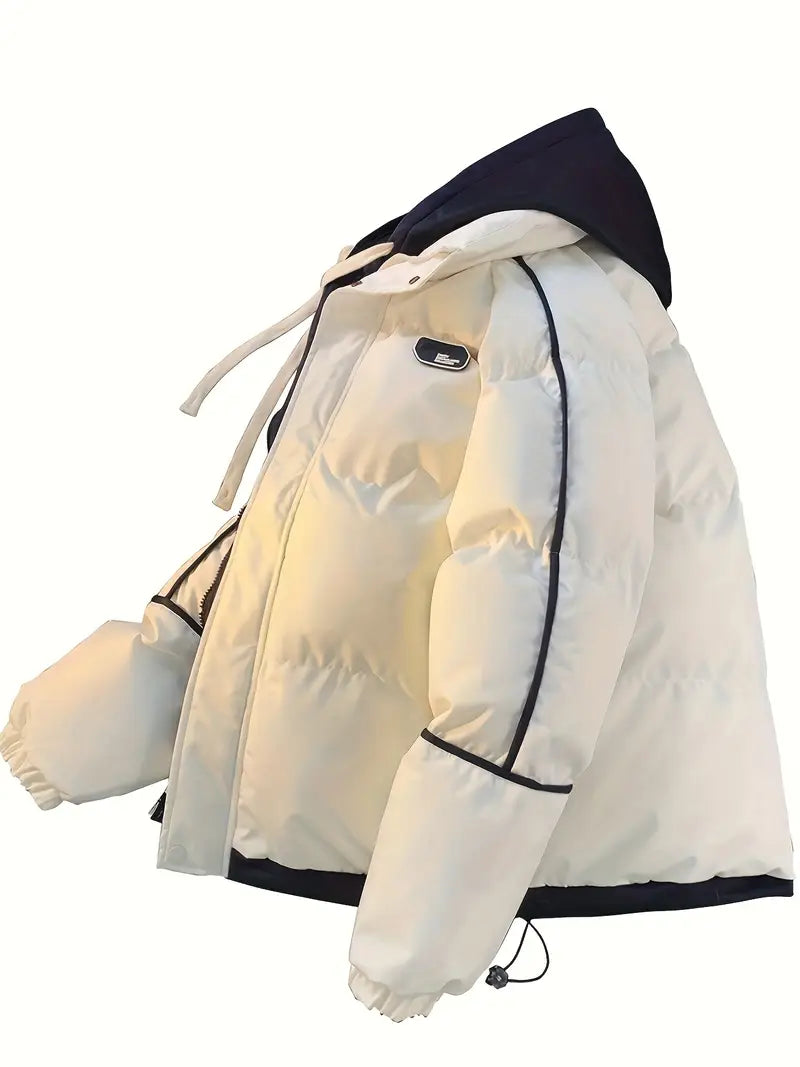 Warm Hooded Puffer Jacket with Inner Layer / Winter Hooded Layered Puffer Jacket