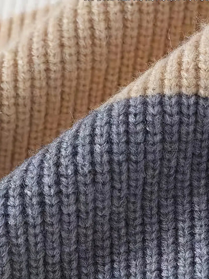Minimalist Colorblock Knit Sweater
