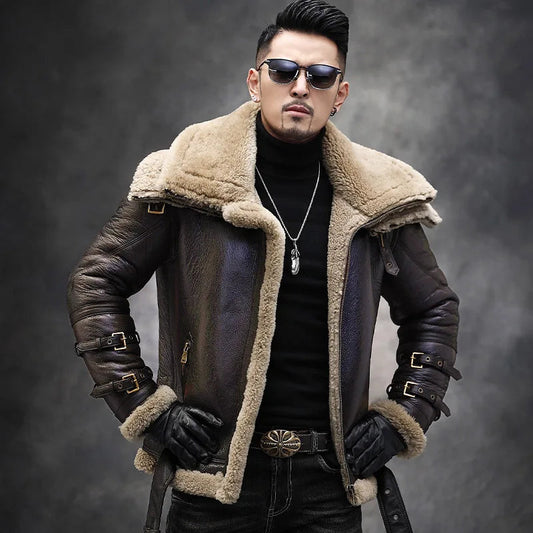 Heritage Aviator Shearling Jacket – Dark Brown