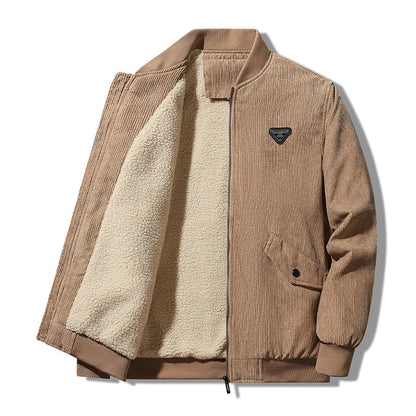 Sherpa-Lined Corduroy Bomber Jacket – Camel