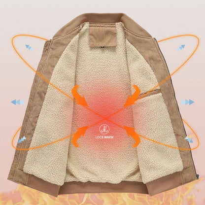 Sherpa-Lined Corduroy Bomber Jacket – Camel