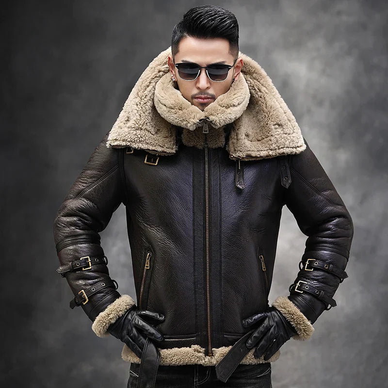 Heritage Aviator Shearling Jacket – Dark Brown